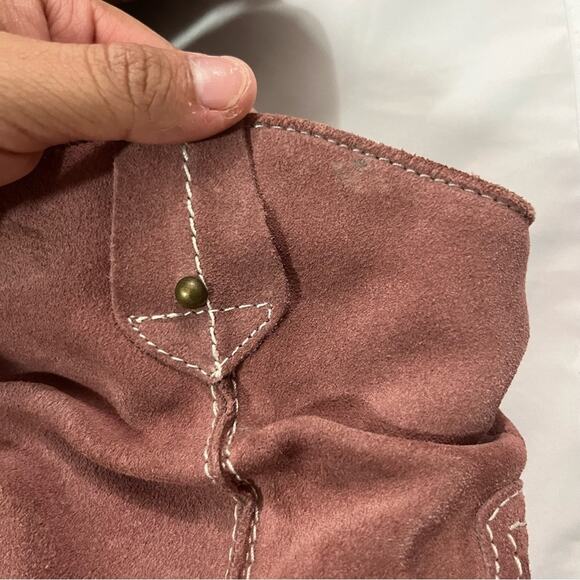 Sundance Suede Pink Western Slouchy Embroidered Leather Cowboy Ankle Boots 6.5 - Picture 4 of 12